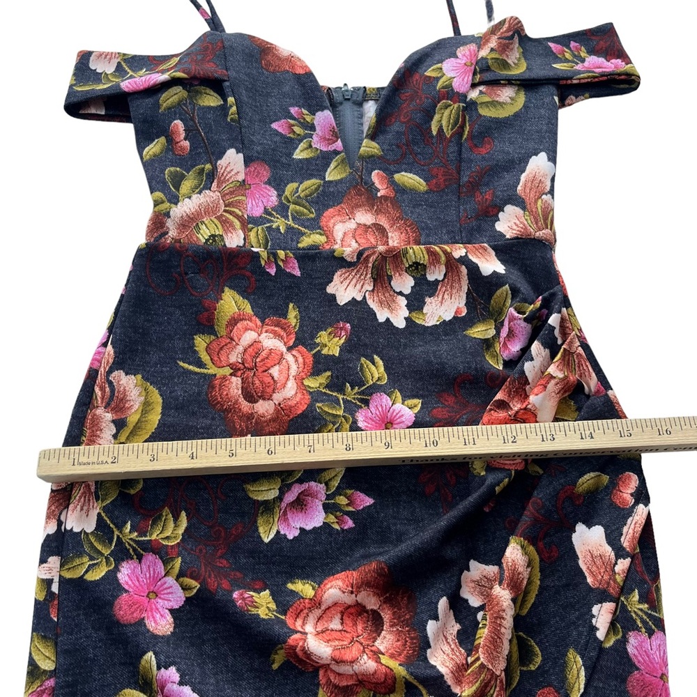 TRAC Women’s Size Medium Pink Orange Gray Floral Bodycon Form Fitting Mini Dress - Picture 6 of 11